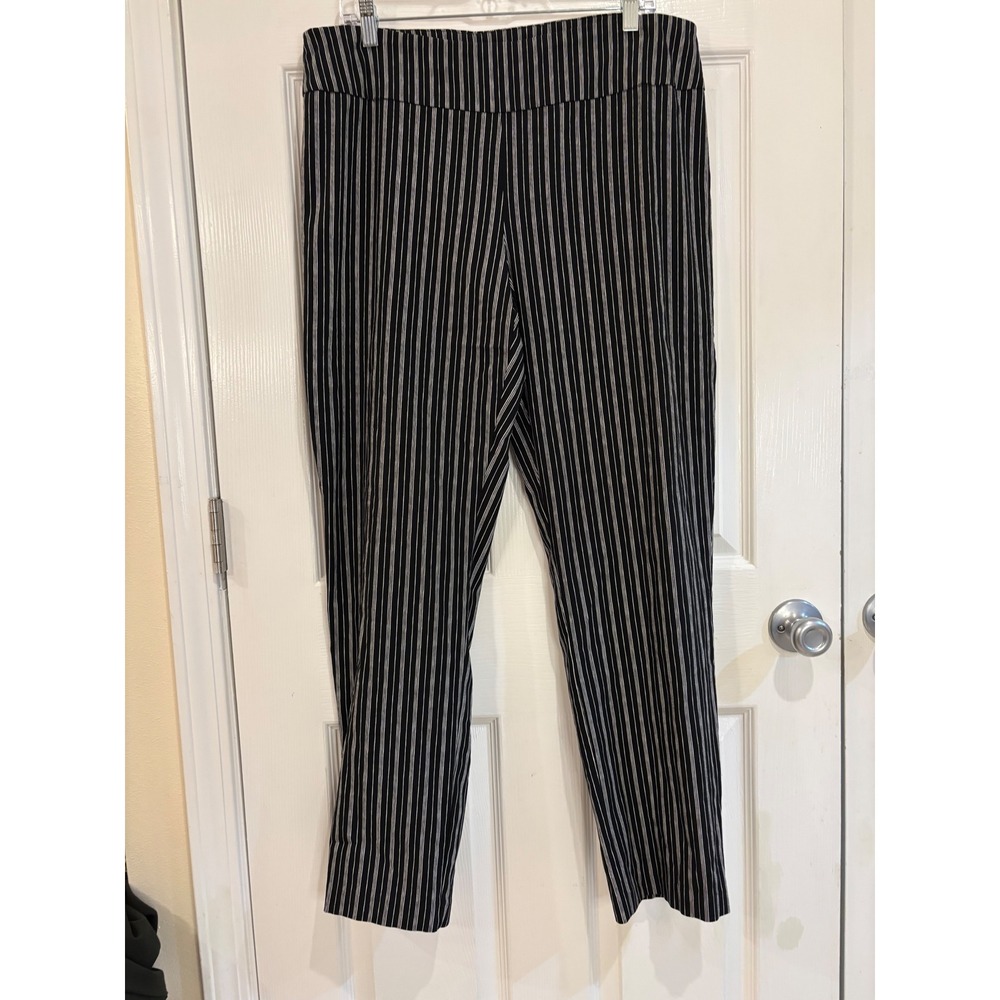 New Directions Black & White Striped Pull On Pants Size 16‎ Career Casual